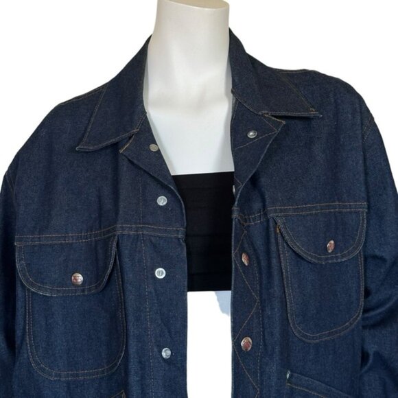 Vintage Trucker BIG B Denim Jean Jacket Chore Oversized Union Made in Canada - Picture 3 of 12